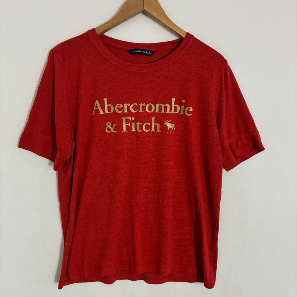 Abercrombie & Fitch Shirt Men's XL Red Short Sleeve Graphic Logo Tee